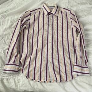 Robert Graham Sz 41 Neck 16 M/L Stripes embroidery Dress shirt